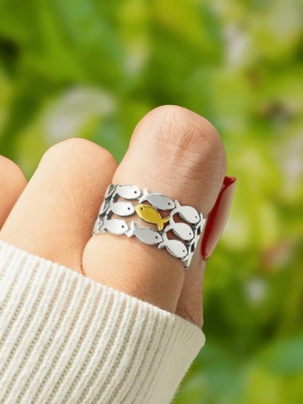 TWO TONE RING - STAINLESS STEEL - O/S ADJUSTABLE - NEW